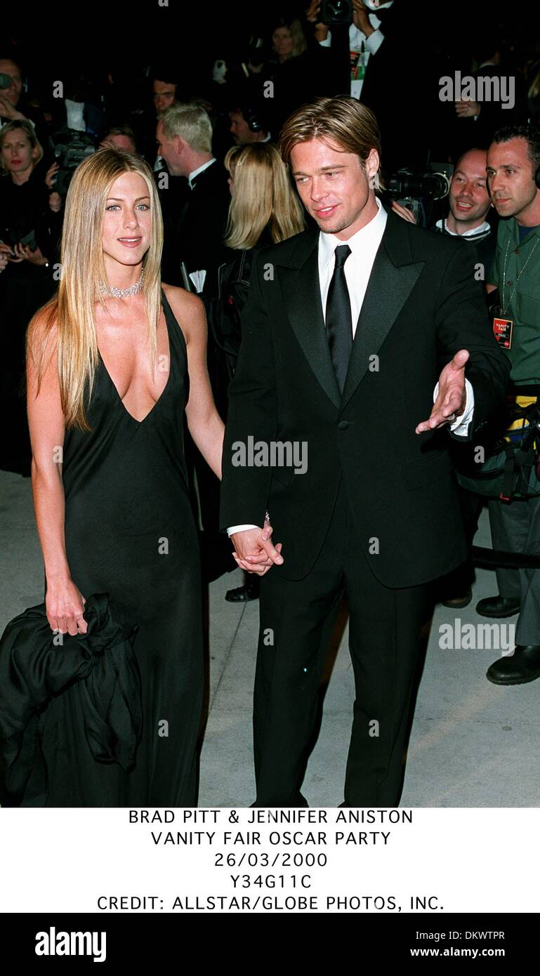 Mar. 26, 2000 - BRAD PITT & JENNIFER ANISTON.VANITY FAIR OSCAR PARTY.26/03/2000.Y34G11C.CREDIT:(Credit Image: © Globe Photos/ZUMAPRESS.com) Stock Photo