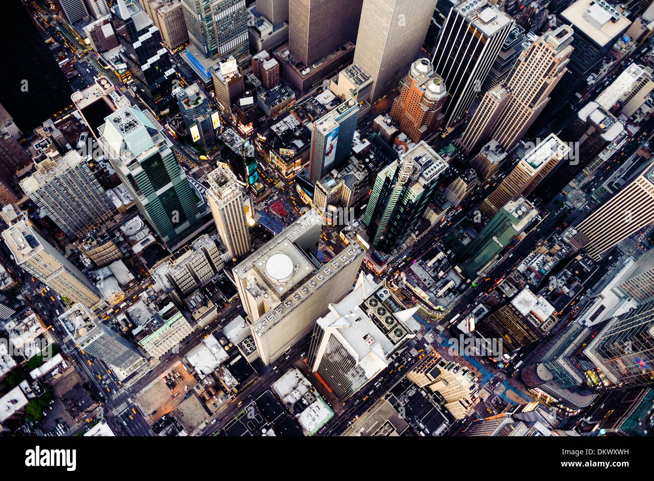 Times Square New York City,   Aerial photo , 42nd Street Stock Photo