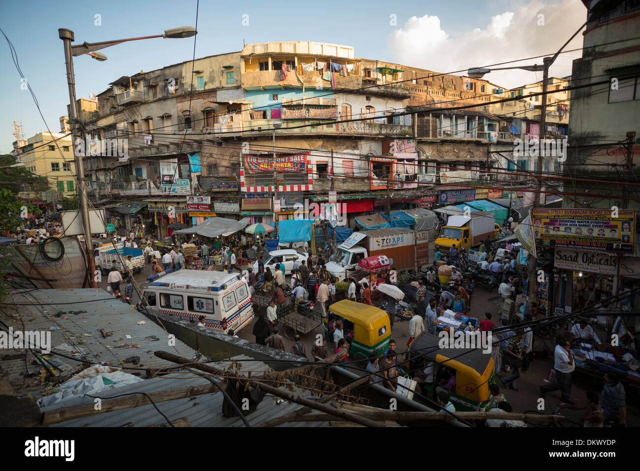 Chaotic streets of Calcutta (Kolkata), India. Stock Photo