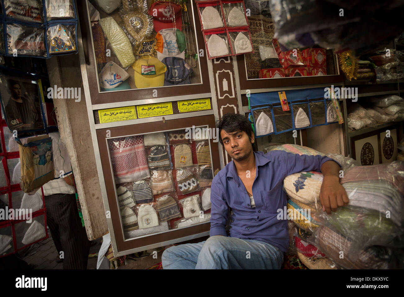 Shopkeeper in Calcutta (Kolkatata), India. Stock Photo