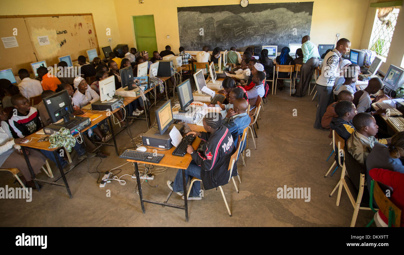 Computer class at technical school in Naivasha, Kenya, East Africa. Stock Photo