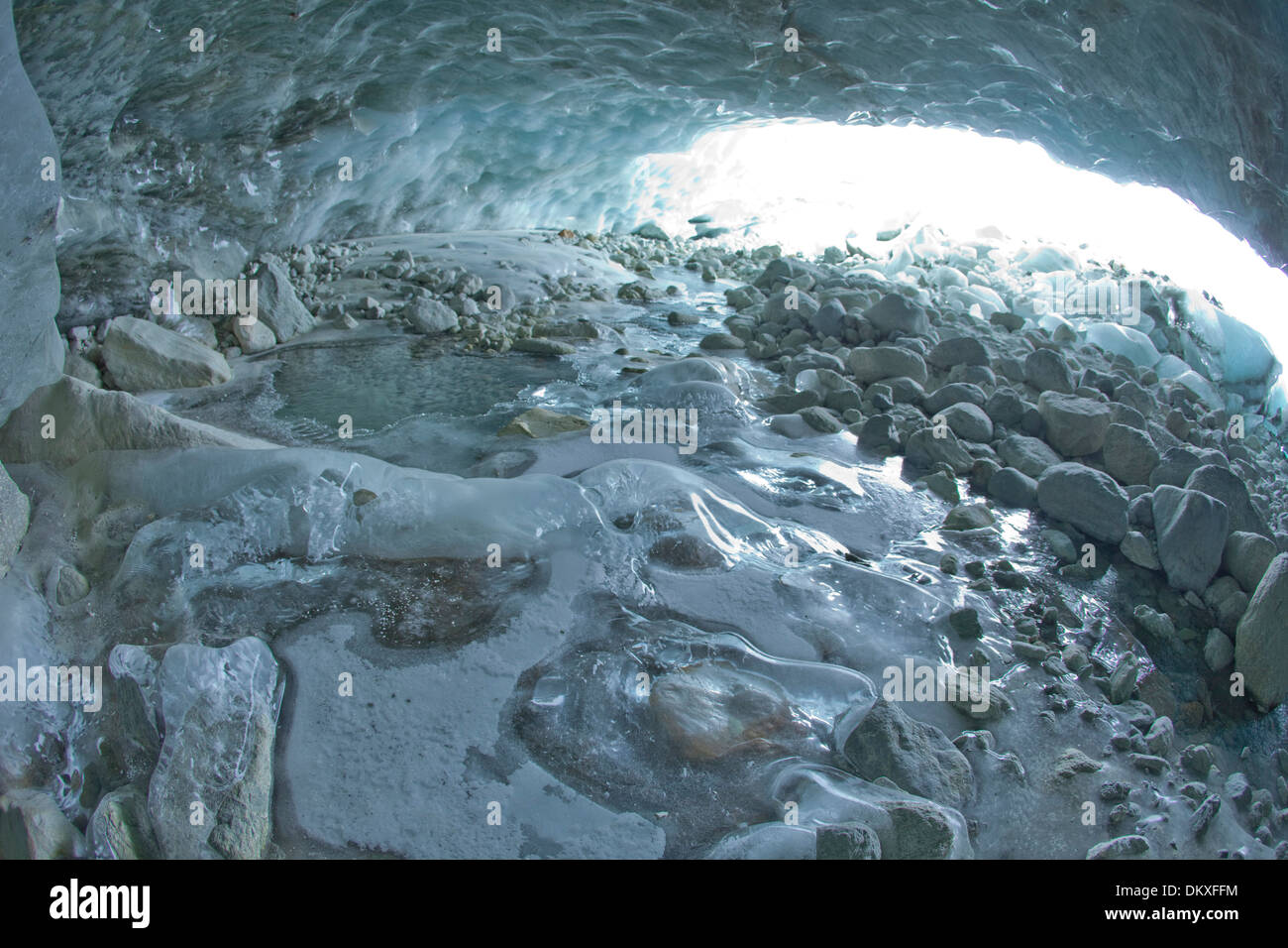 Switzerland, Europe, winter, canton, Valais, Zinal, Val d'Anniviers, ice, glacier, ice, moraine, mouth of glacier, Stock Photo