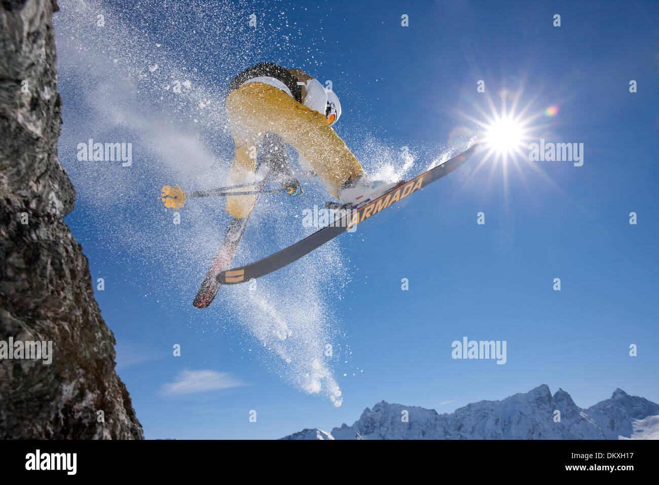 Switzerland Europe sport spare time adventure winter winter sports canton GR Graubünden Grisons ski skiing Carving Carving ski Stock Photo