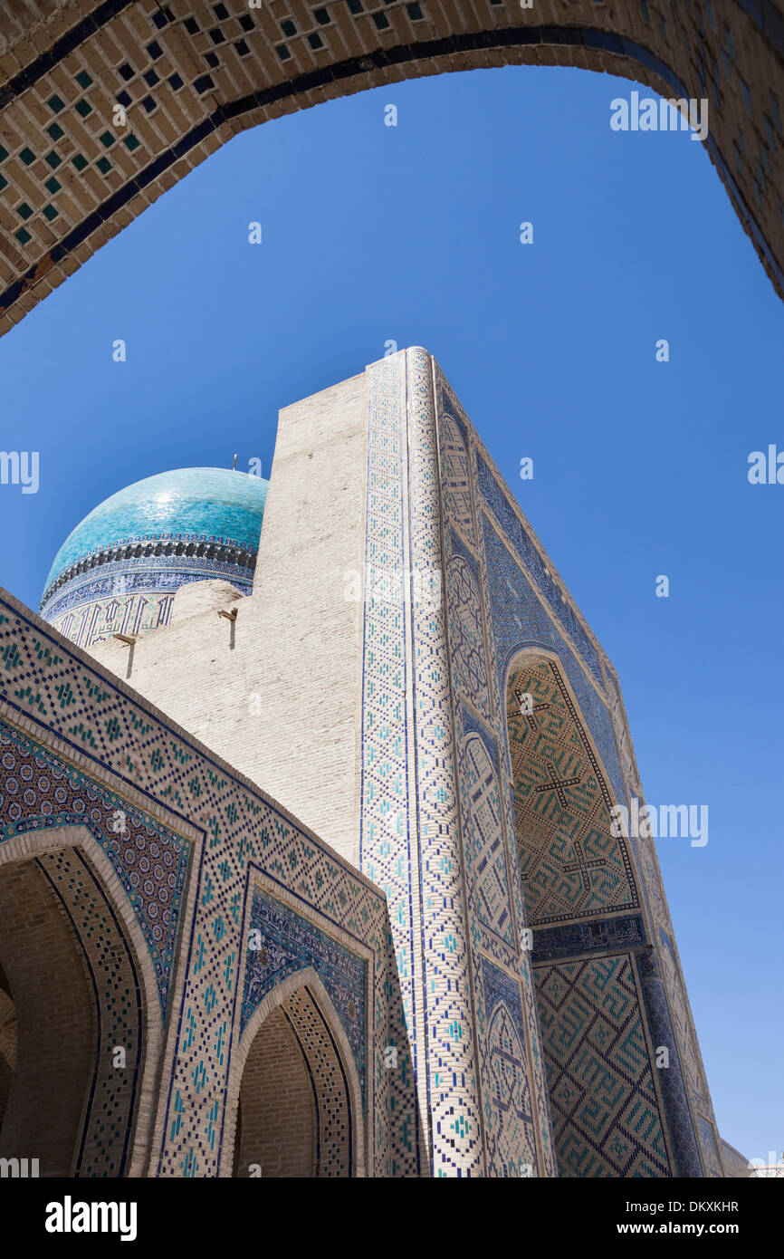 Islamic architecture in courtyard, Kalon Mosque, also known as Kalyan Mosque, Poi Kalon, Bukhara, Uzbekistan Stock Photo