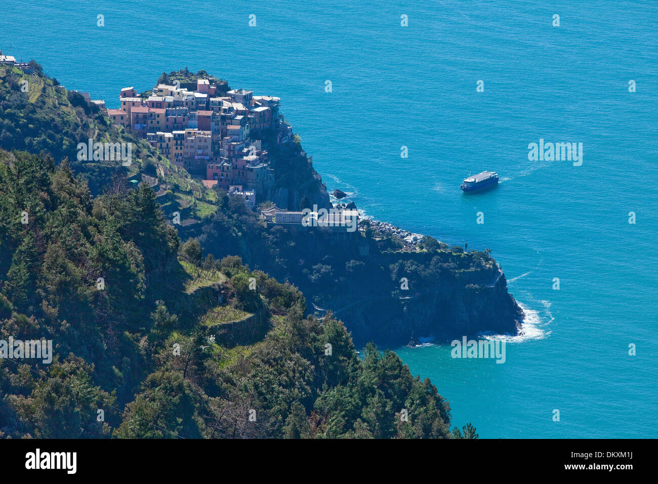 Europe, village, sea, Manarola, Italy, UNESCO, world heritage, coast, Cinqueterre, Mediterranean, Sea, boat Stock Photo