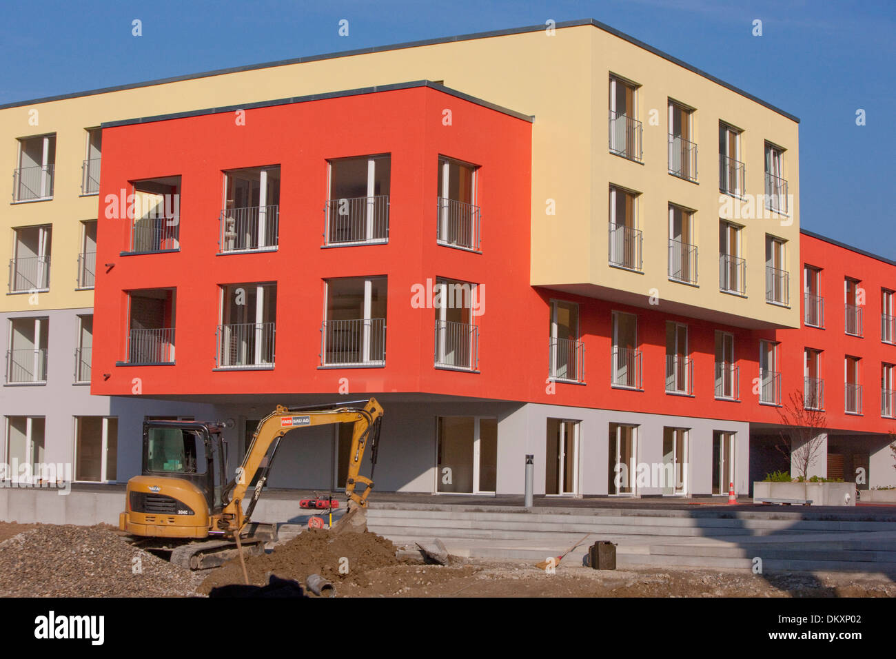 Switzerland Europe canton Bern house home Building house Spring House building Construction Apartments apartment house Stock Photo
