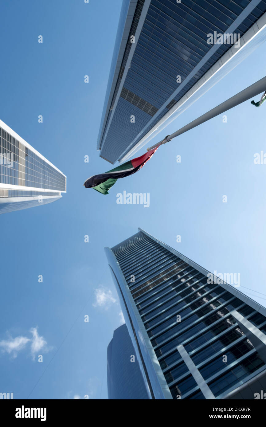Facades of the Etihad Towers, Al Khubeira, Abu Dhabi, UAE Stock Photo