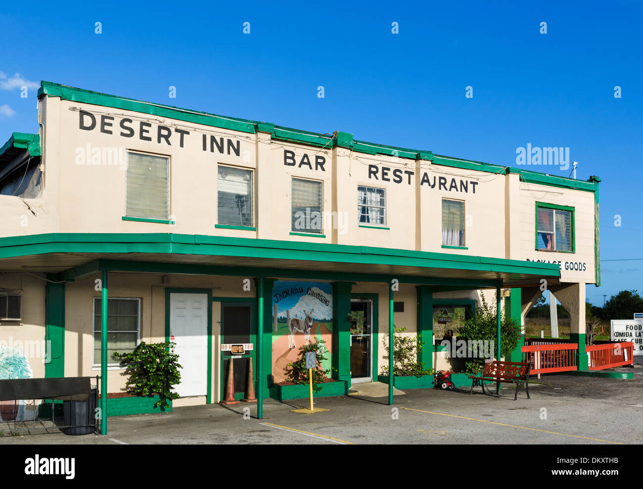 The historic Desert Inn bar and restaurant, Yeehaw Junction, Osceola County, Central Florida, USA Stock Photo