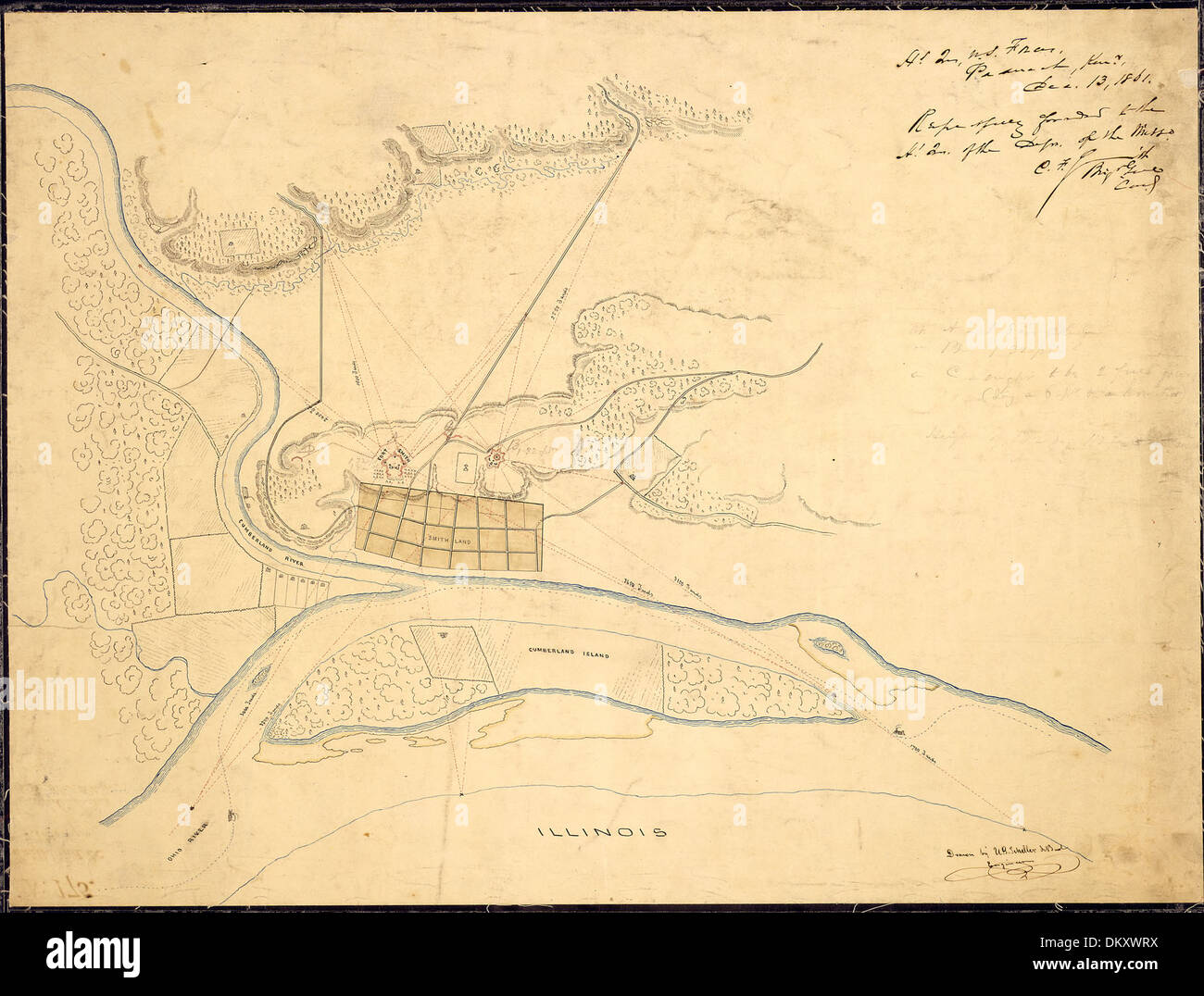 (Sketch map of Smithland and vicinity) Drawn by U. G. Scheller (5E) Engineer. 305722 Stock Photo