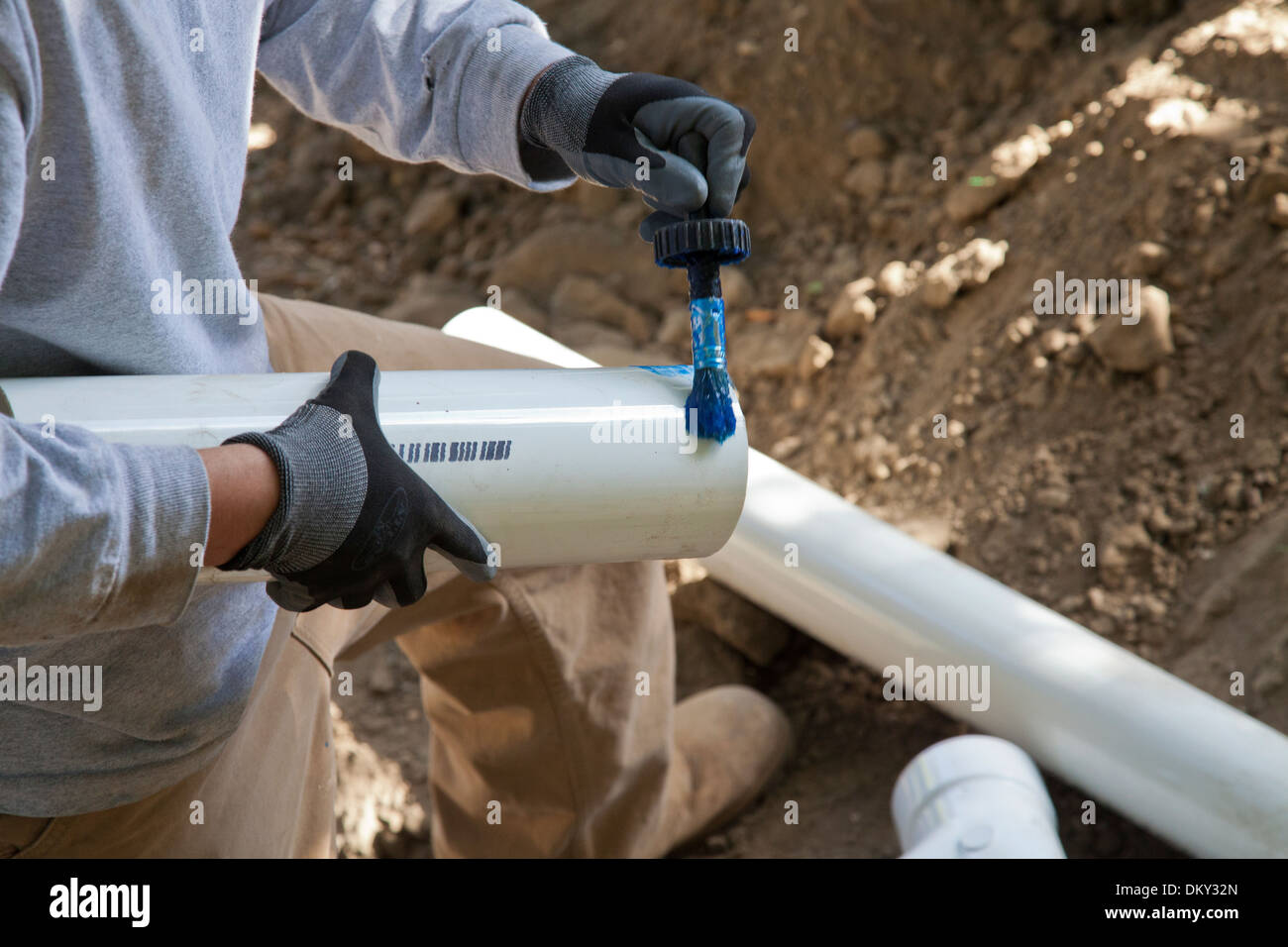 Poly Vinyl Chloride (PVC) Pipes being installed for rainwater