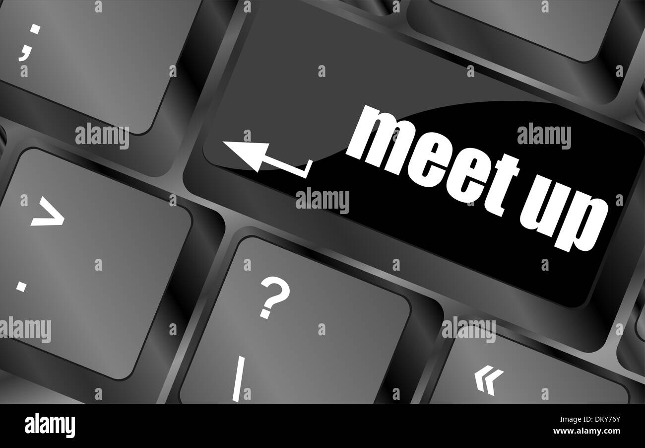 Meeting (meet up) sign button on keyboard with soft focus Stock Photo