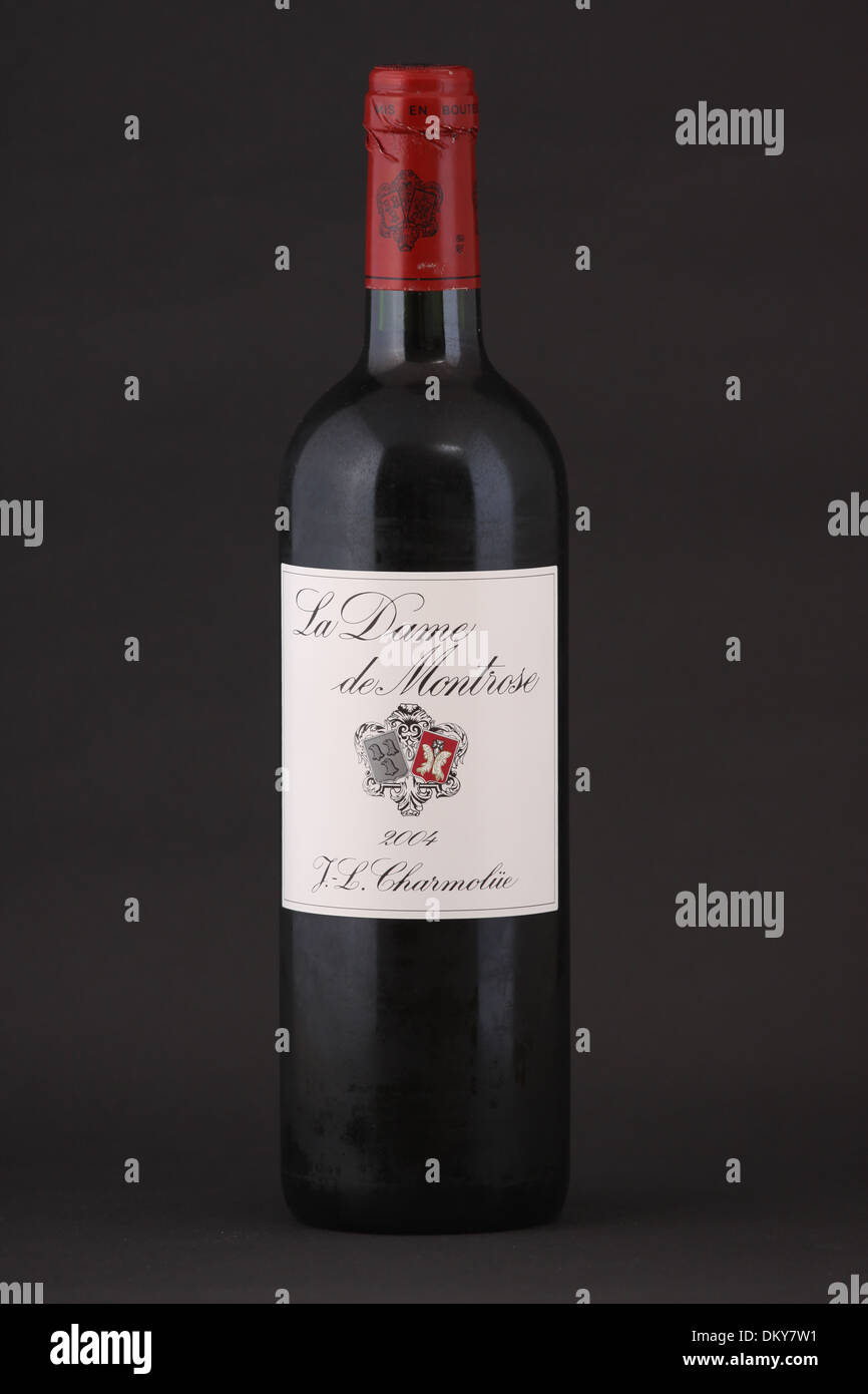 A bottle of French red wine second growth La Dame de Montrose 2004 Bordeaux Stock Photo