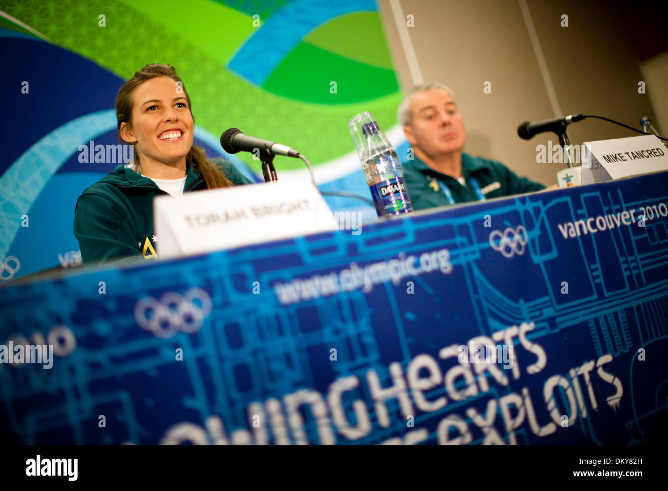 Feb 18, 2010 - Vancouver, British Columbia, Canada - Women's snowboarding half-pipe gold medalist TORAH BRIGHT during a press conference at the 2010 Winter Olympics (Credit Image: ZUMApress.com) Stock Photo