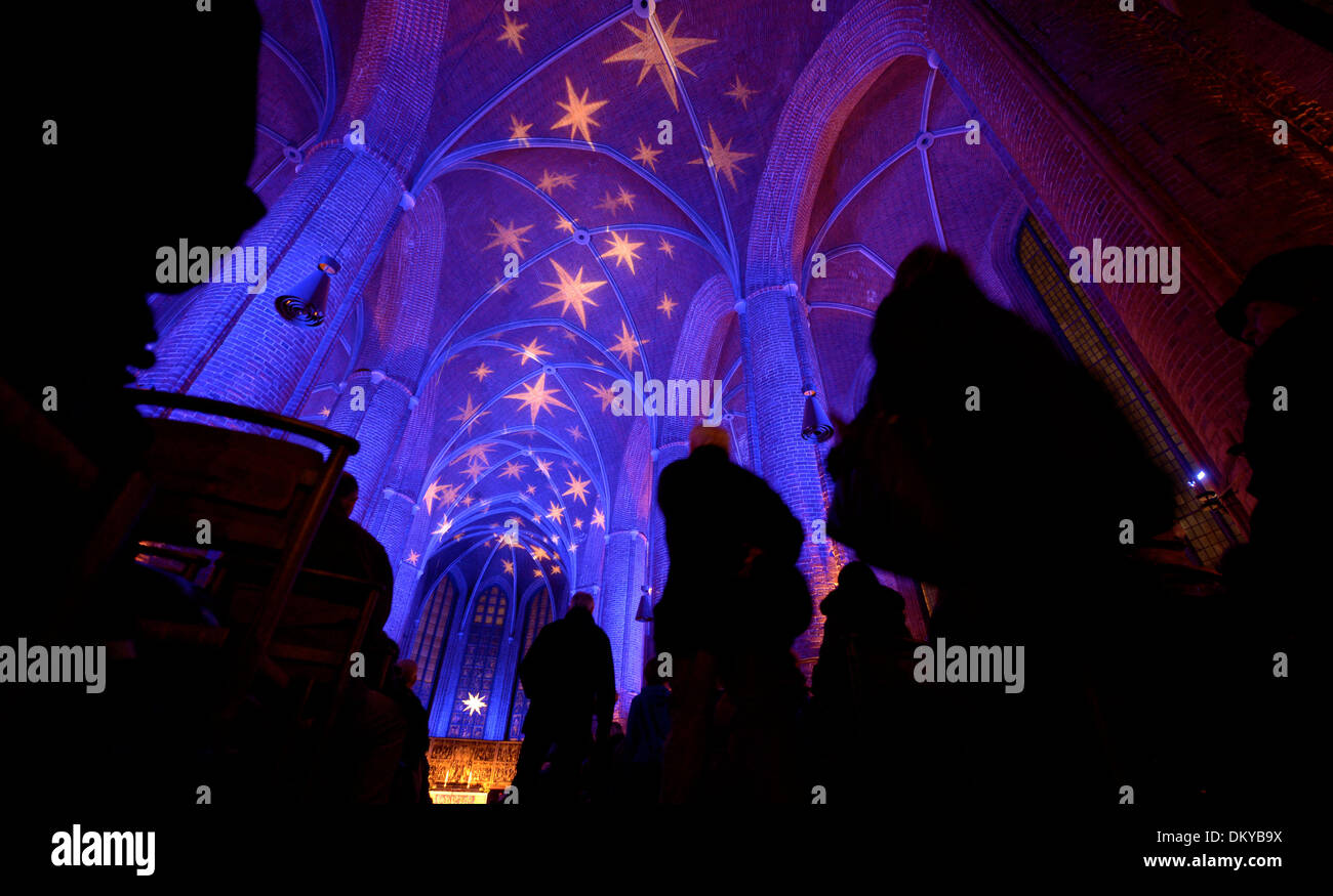 Illuminated Stars Ceiling Christmas Ceiling Stock Photos