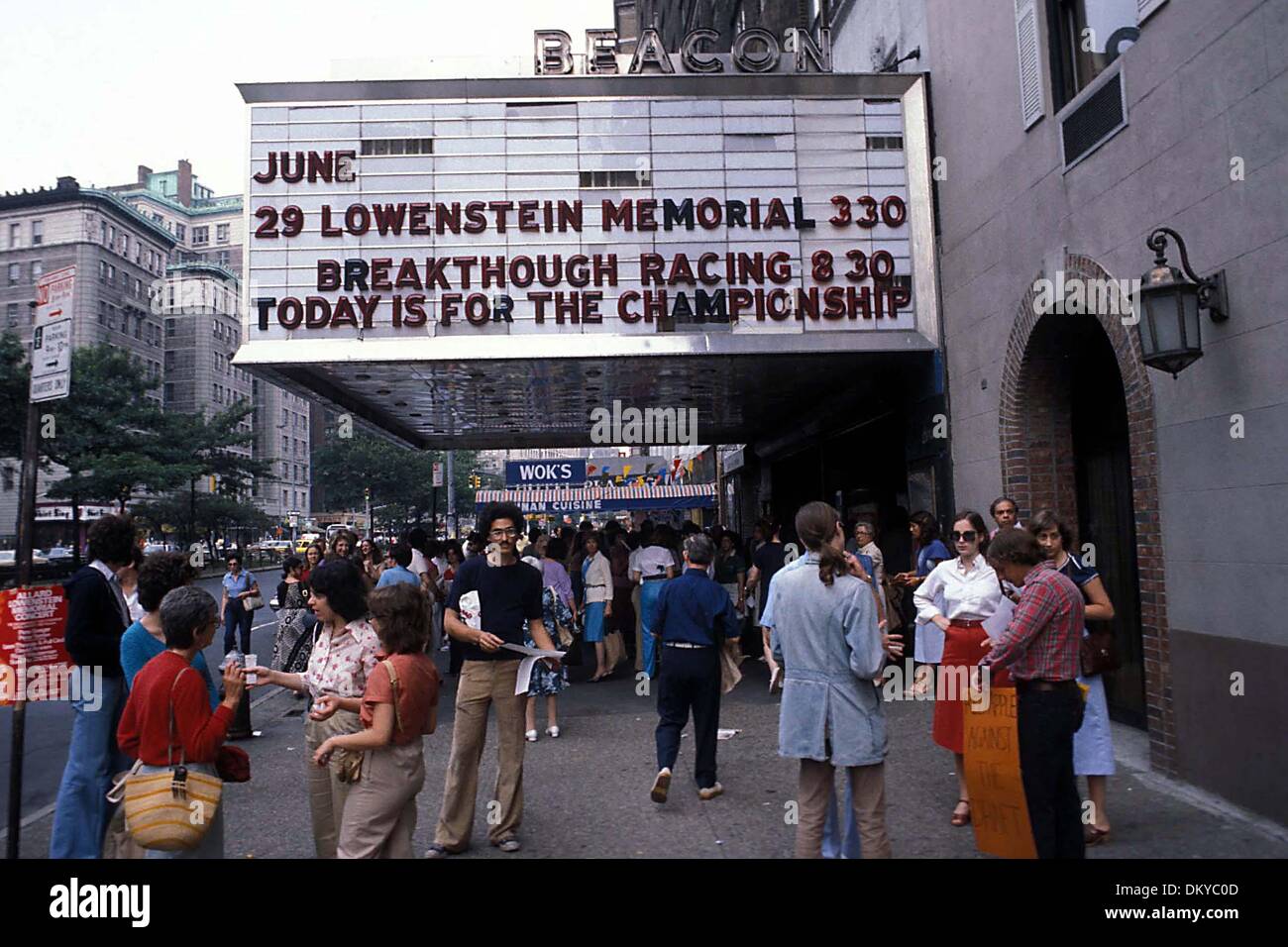 June 29, 1982 - BEACON THEATRE MARQUEE.ALLARD LOWENSTEIN MEMEORIAL ...