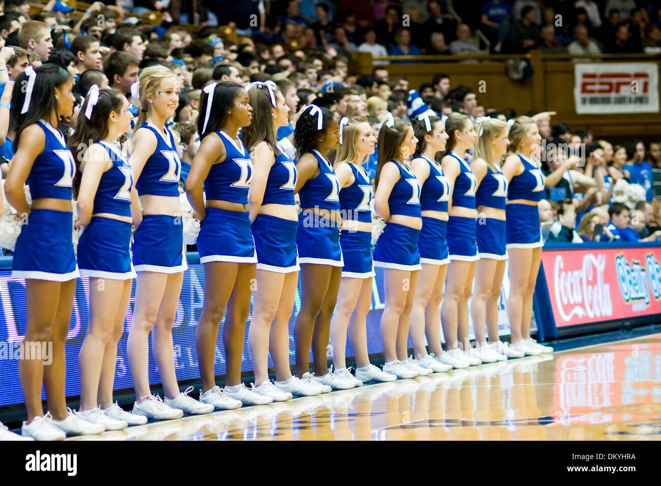 Jan. 27, 2010 - Durham, North Carolina, U.S - 27 January 2010: Duke Cheerleaders..Duke pulls away for win over Florida State 70-56 at Cameron indoor stadium Durham NC..Mandatory Credit: Mark Abbott / Southcreek Global (Credit Image: © Mark Abbott/Southcreek Global/ZUMApress.com) Stock Photo