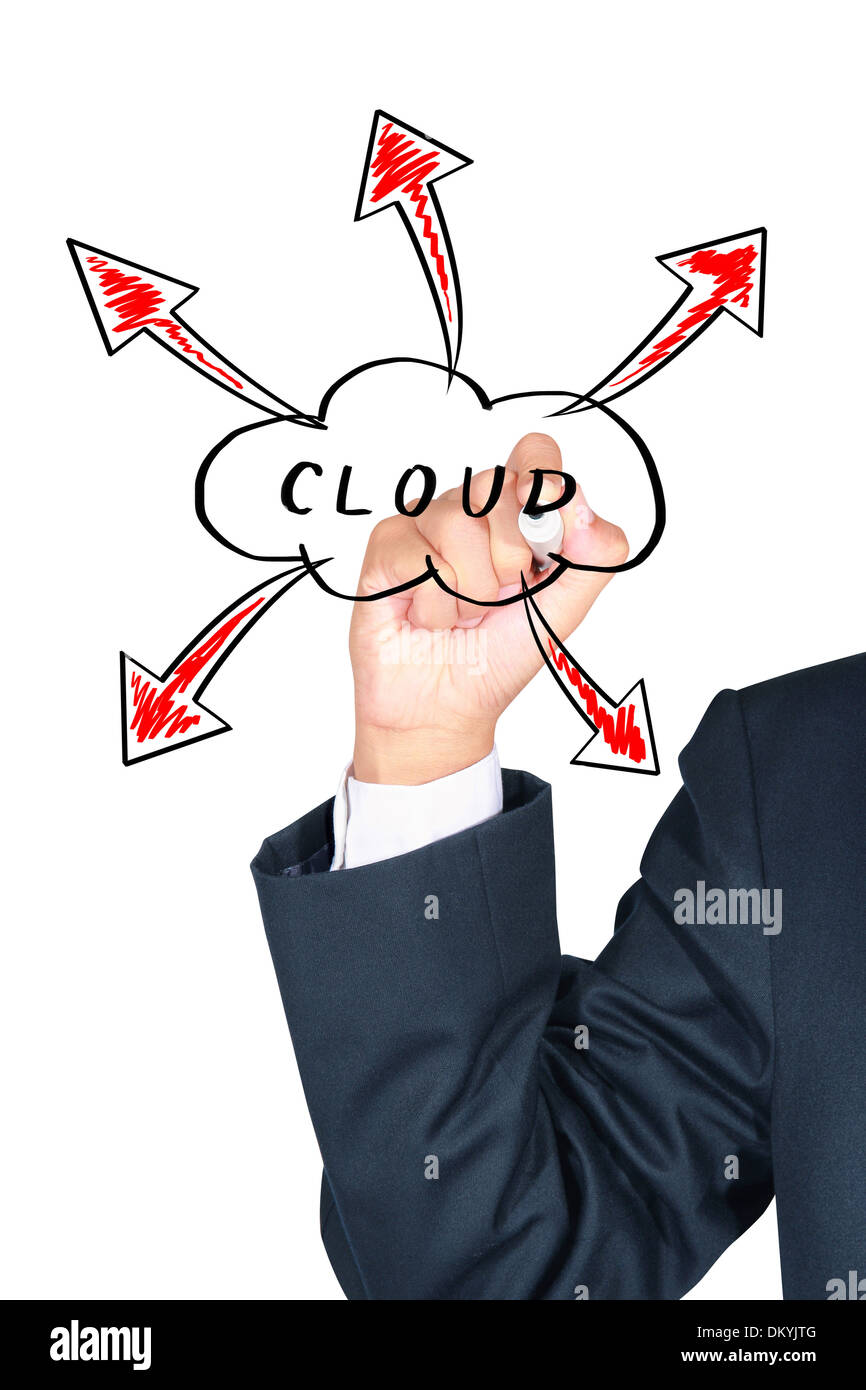 Businessman drawing a Cloud Computing concept Stock Photo