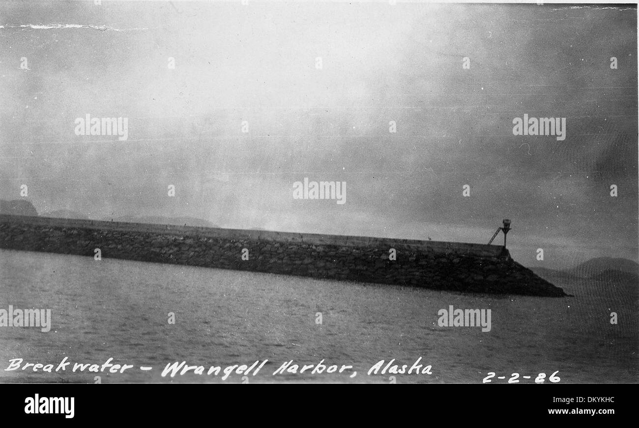 Wrangell Harbor, Alaska. View of Breakwater. 2 Feb. 1926 298776 Stock Photo