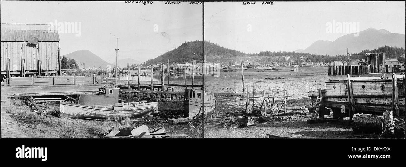 Wrangell Harbor, Alaska. Wrangell inner harbor form head of bay at low water. 298739 Stock Photo