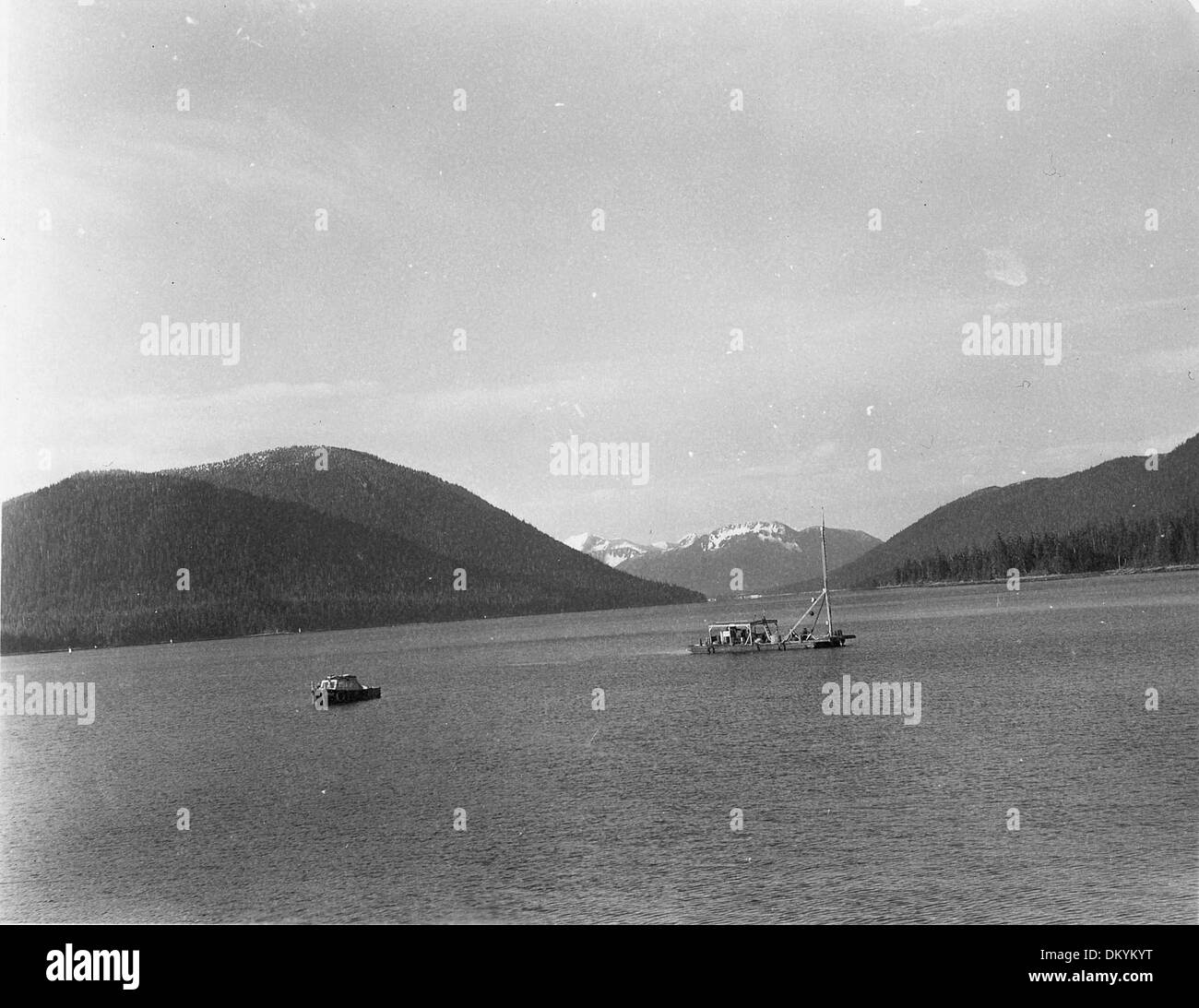 Wrangell Narrows, Alaska. Looking north toward Petersburg from mile 11.5 at 4-30 p.m. with overcast sky. 20 Feb. 1948. 298800 Stock Photo