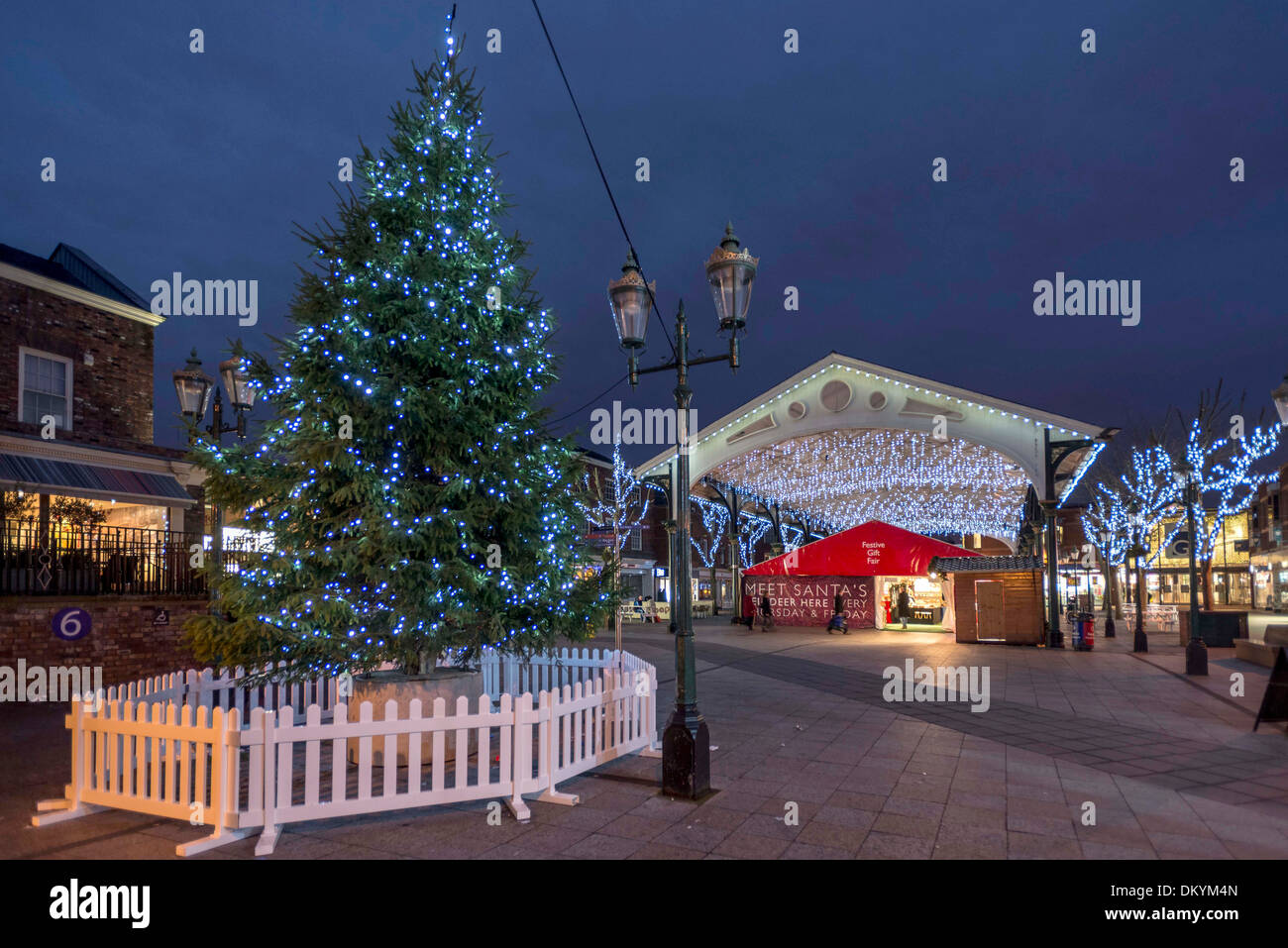 Warrington town centre christmas lights. 2013 The Golden square showing the old fishmarket in 