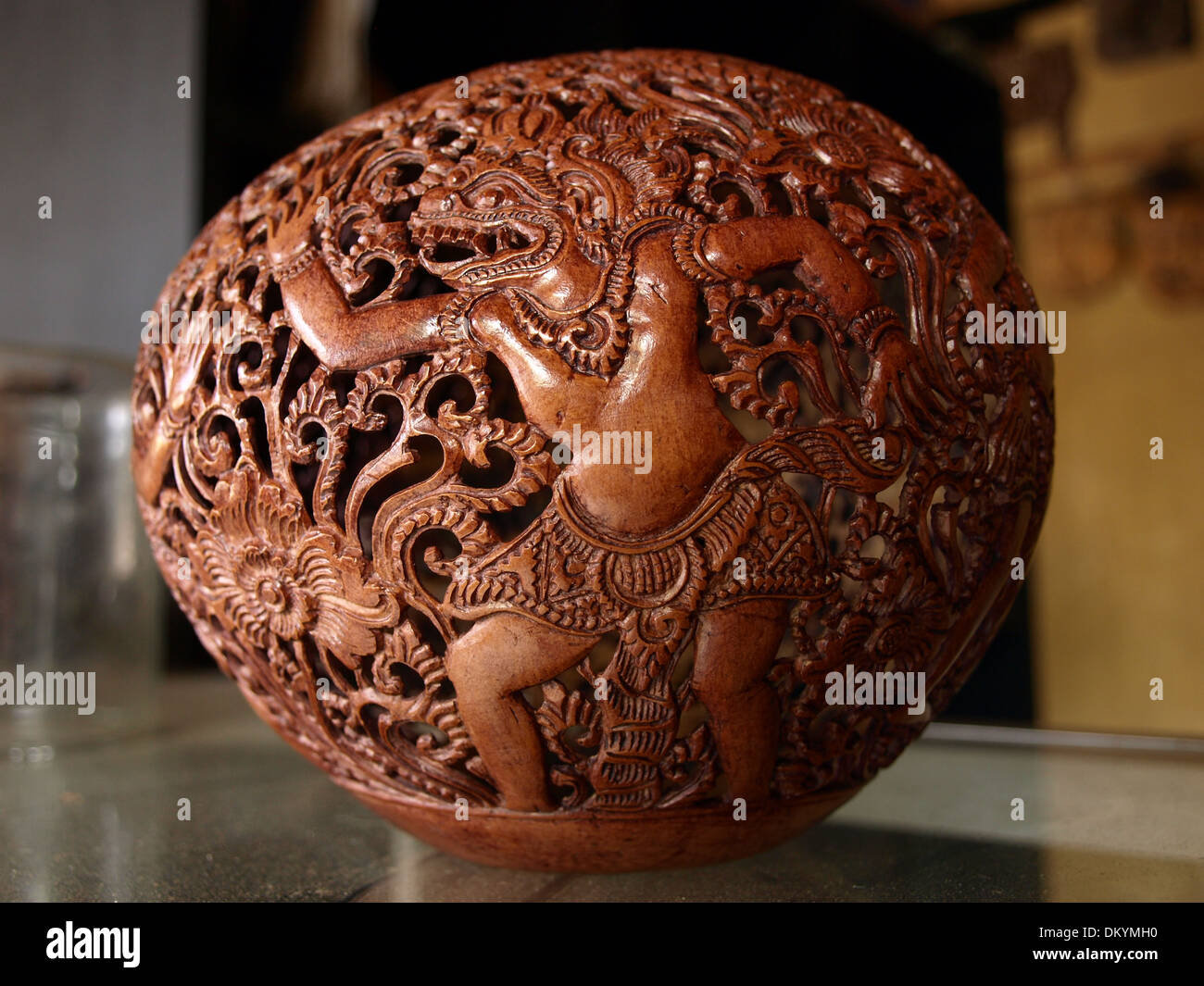 Carved coconut shell Stock Photo
