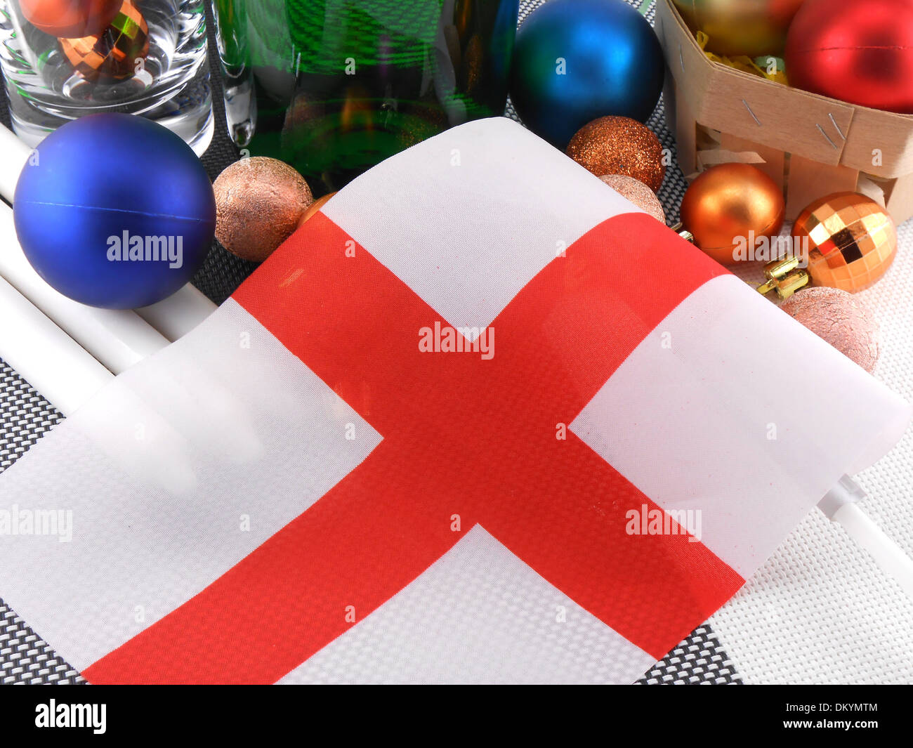 England Flag With Christmas Decoration New Year Card England Flag With Christmas Decoration New Year Card