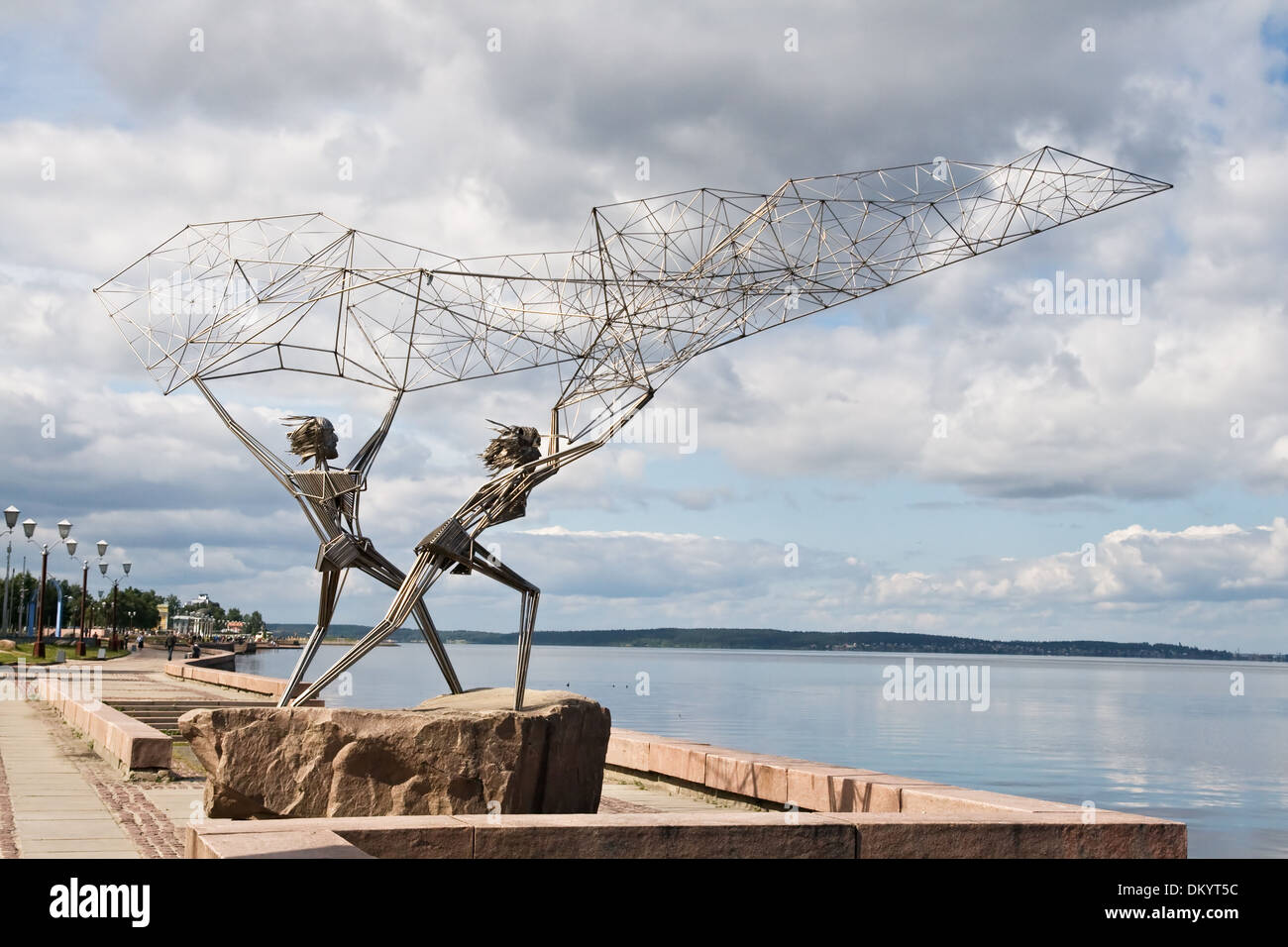 Sculpture of fishers in Petrozavodsk, Karelia, northern Russia Stock Photo