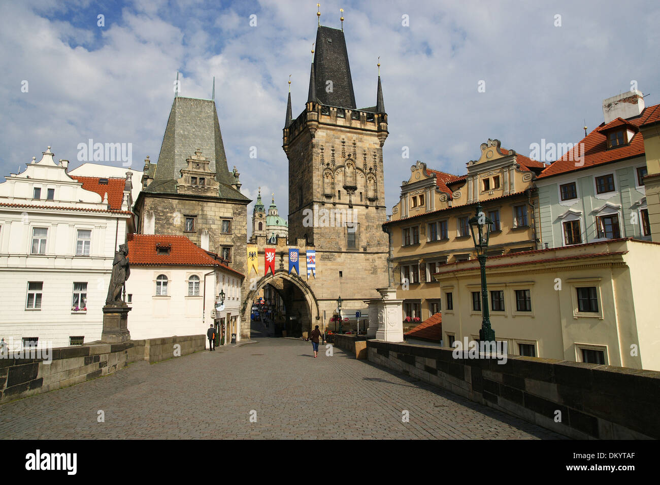 Czech Republic. Prague. Charles Bridge. A view of the bridge tower at the end of the Charles Bridge on the side of Malá Strana. Stock Photo