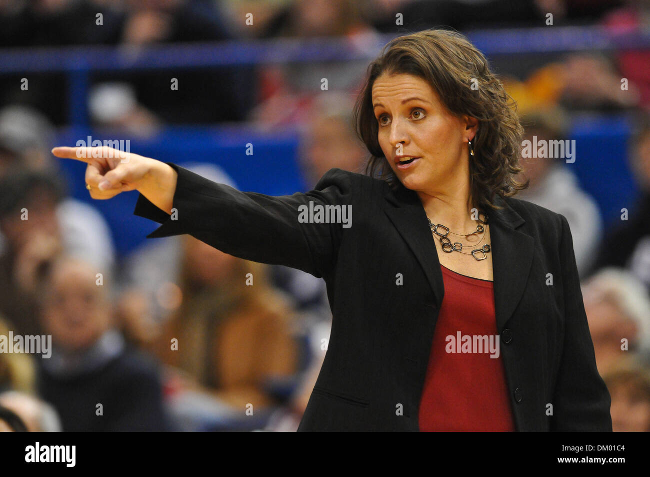 Dec. 10, 2009 - Hartford, Connecticut, U.S - 10 December 2009: Hartford Head Coach Jennifer Rizzotti during game action in the first half. Connecticut leads Hartford 44 - 16 at the half held at XL Center in Hartford, Connecticut. (Credit Image: © Geoff Bolte/Southcreek Global/ZUMApress.com) Stock Photo