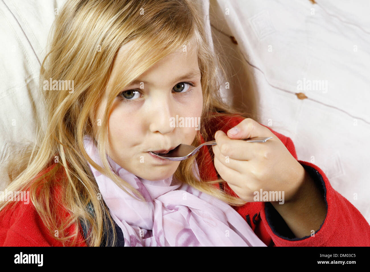 COUGHING TREATMENT CHILD Stock Photo