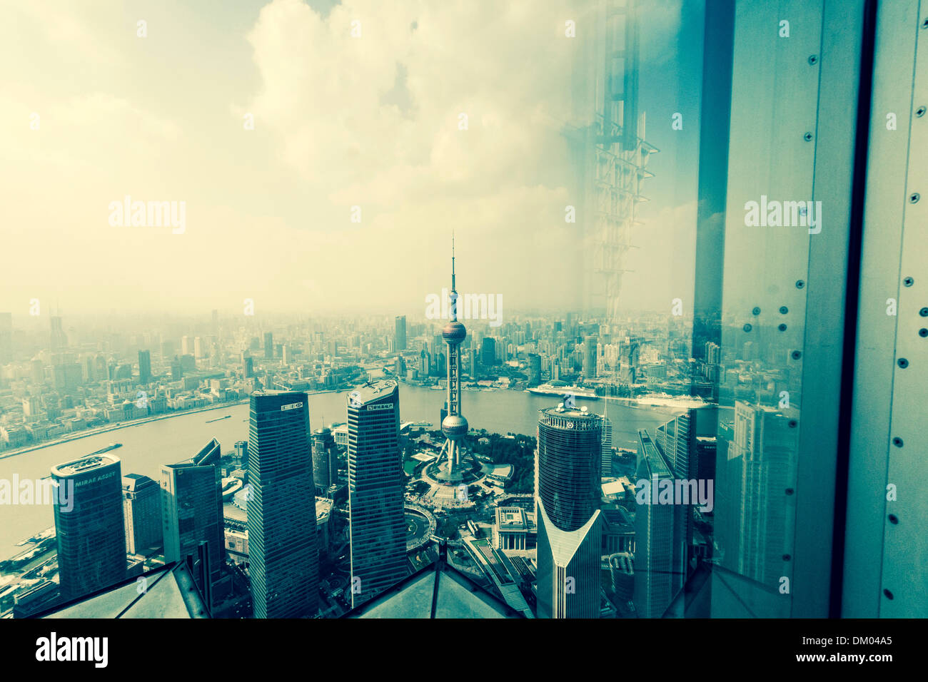 View of the Oriental Pearl Tower, Lujiazui financial district, Pudong, Shanghai, China Stock Photo