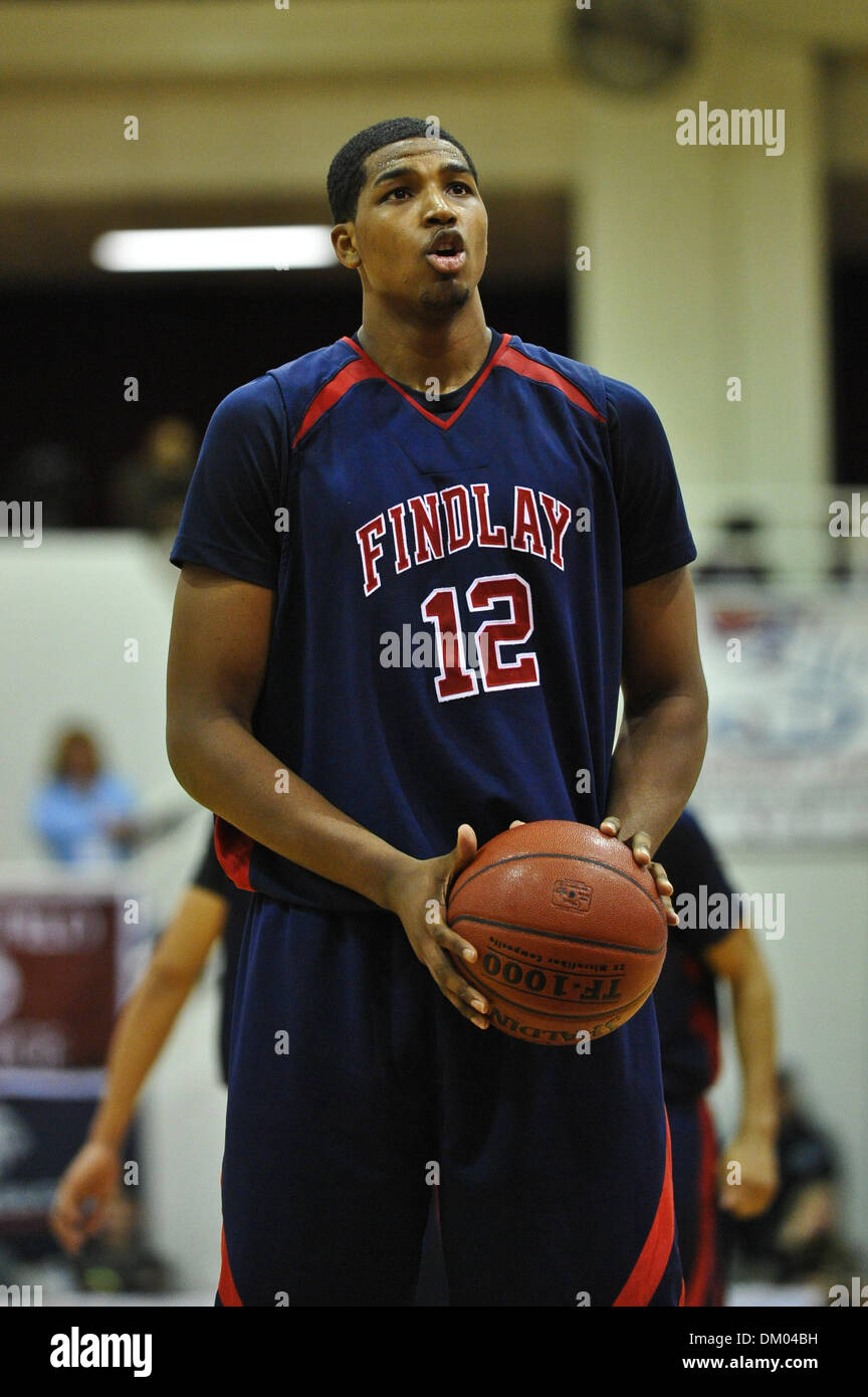 Jan. 18, 2010 - Springfield, Massachusetts, U.S - 18 January 2010: Findlay Prep's Tristan Thompson (12) shooting a free throw in the second half. #3 Findlay Prep defeated #1 St. Patrick 71 - 70 at the Spalding Hoophall Classic held at Blake Arena in Springfield, Massachusetts. (Credit Image: © Geoff Bolte/Southcreek Global/ZUMApress.com) Stock Photo