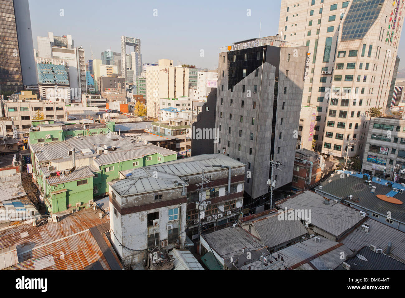 Overhead view of Seoul city block - Seoul, South Korea Stock Photo