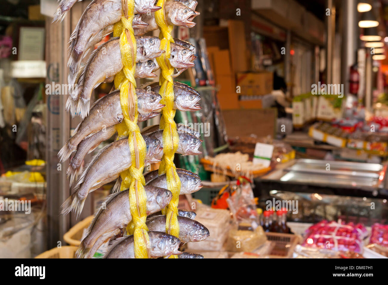 Dried Croakers on sale at traditional market - Seoul, South Korea Stock Photo