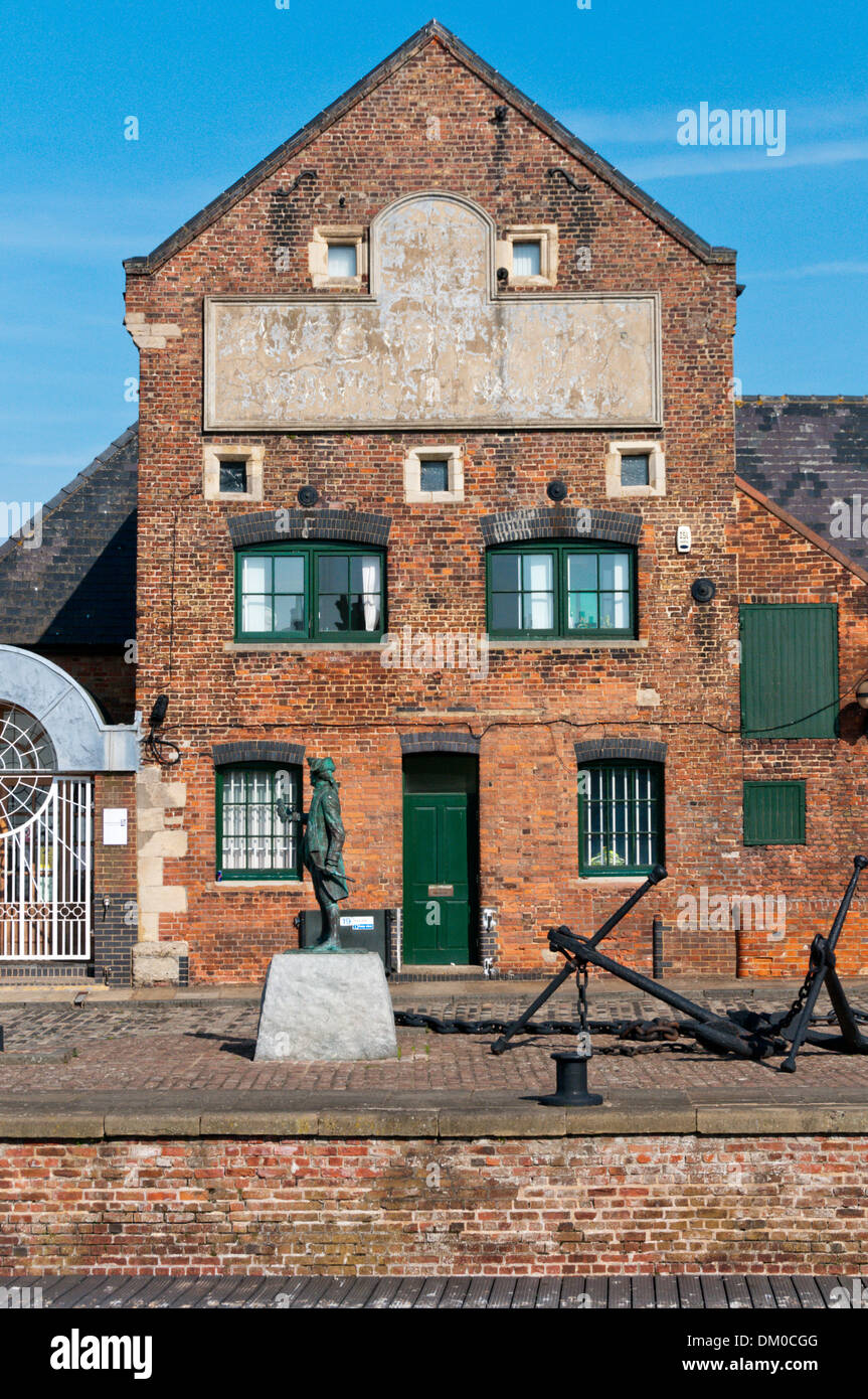 An old warehouse on the Purfleet Quay, King's Lynn, now the offices of Norfolk & Suffolk Probation Trust. Stock Photo