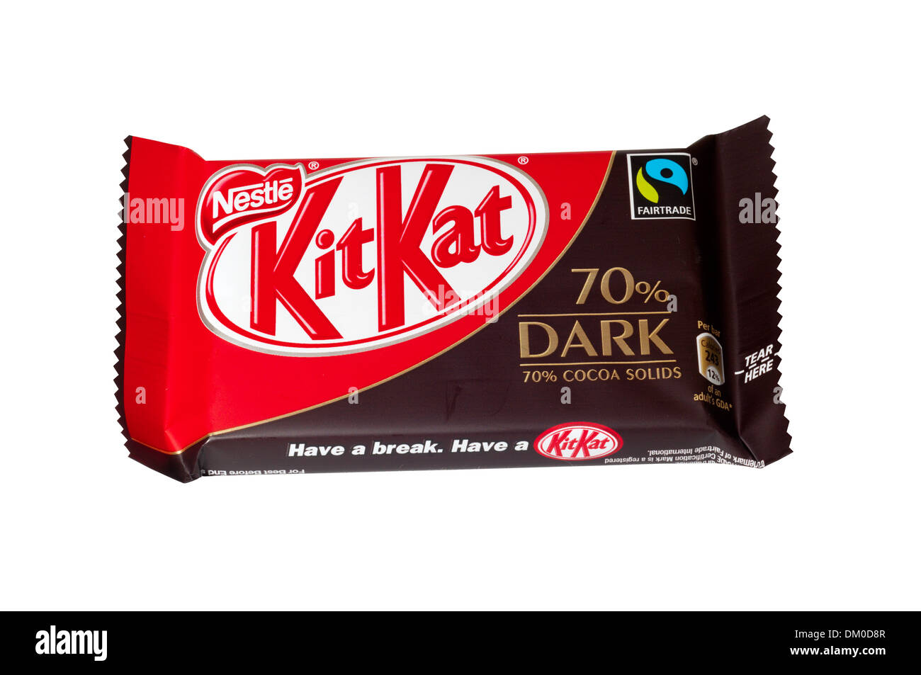 A dark Kit Kat chocolate-covered wafer, made by Nestlé. Stock Photo