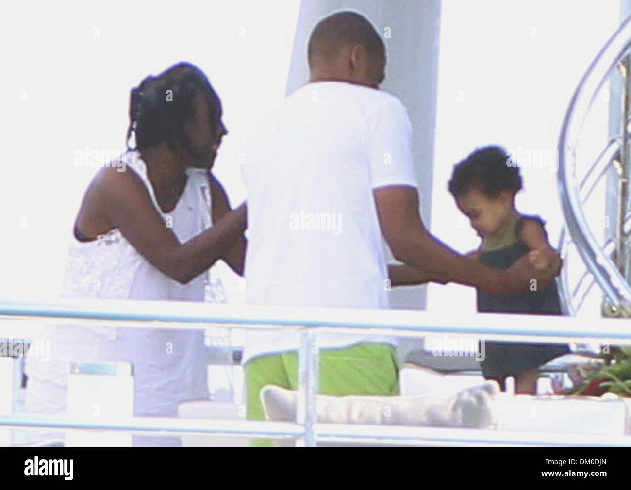 Jay-Z with seven-month-old daughter Blue Ivy onboard his superyacht on
