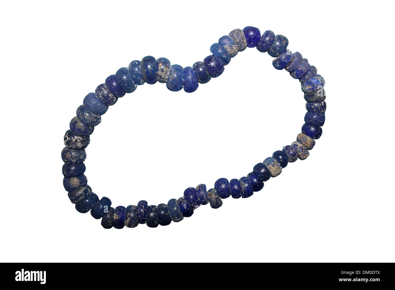 Dark Blue Glass Bead Bronze Age Necklace Stock Photo