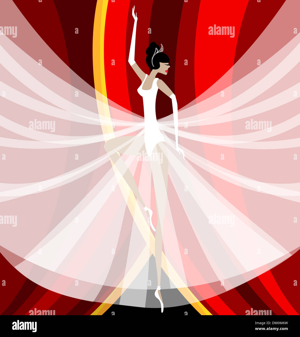 red curtain and dancing ballet dancer in white Stock Photo - Alamy