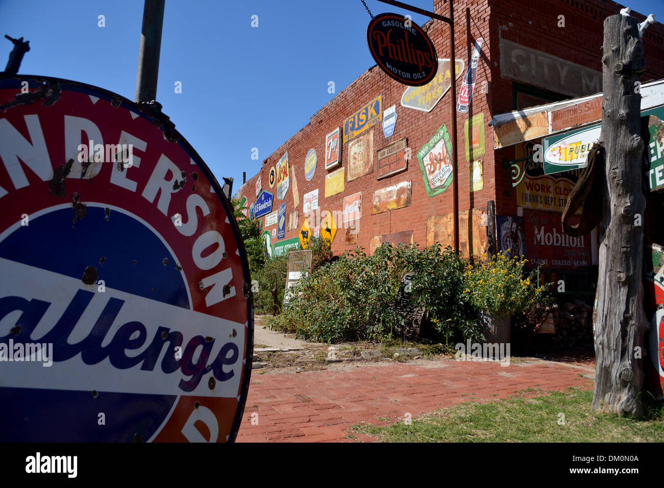 Sandhills Curiosity Shop, Erick, Oklahoma. Huge tin sign collection on