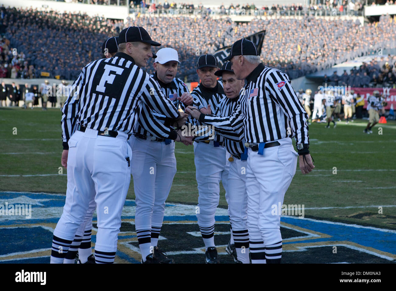 Dec. 12, 2009 - Philadelphia, Pennsylvania, U.S - 12 December 2009:  Game officials at the opening ceremony during the 110th Army-Navy college football game played at Lincoln Financial Field in Philadelphia, Pennsylvania.  Navy defeated Army 17-3 for their eighth straight win in the series. (Credit Image: © Alex Cena/Southcreek Global/ZUMApress.com) Stock Photo