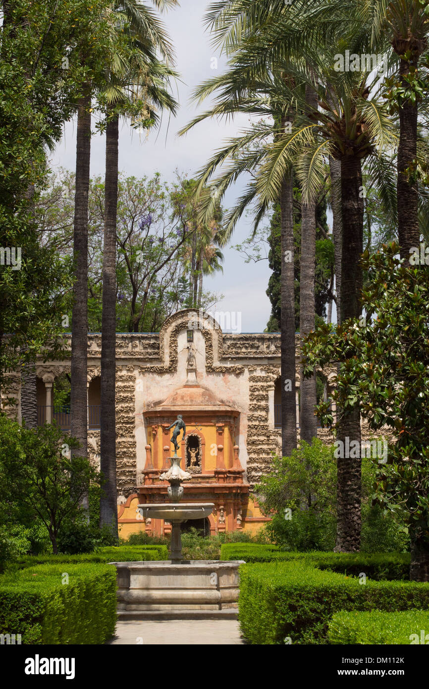 Gardens of The Alcazar (Royal Palace), Seville, Andalucia, Spain. The
