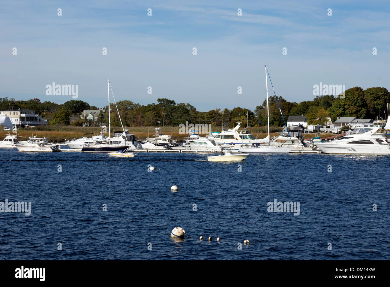 Moored boats on the Merrimack River at Newburyport, Essex County