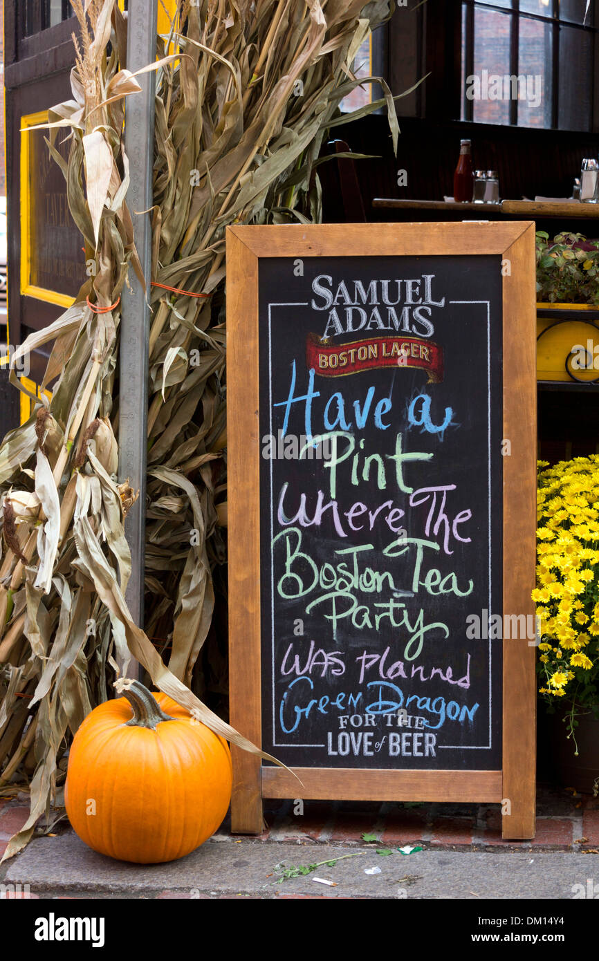 Sign And Halloween Decorations Outside The Pub In Boston Stock