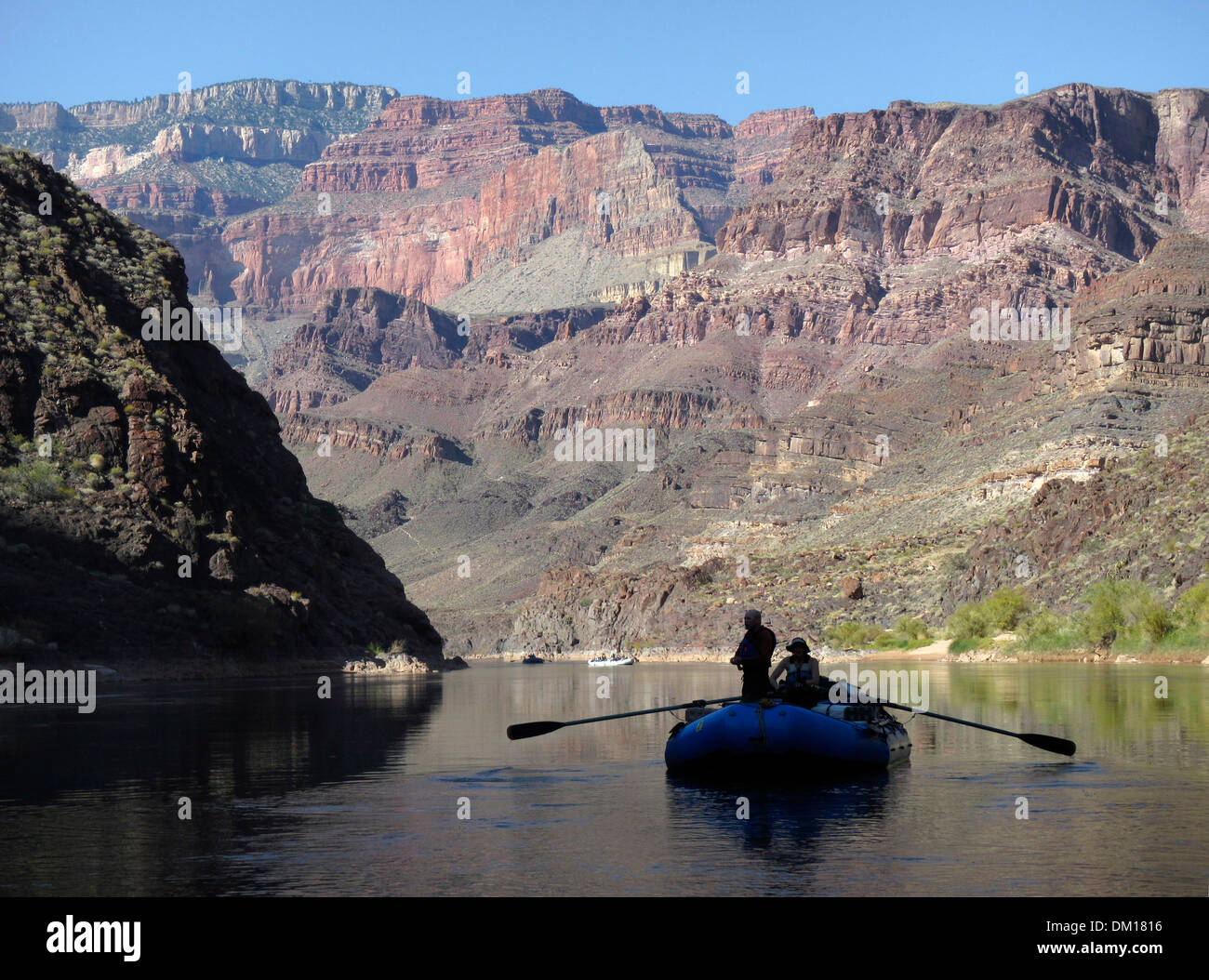 A few rafters silhouetted in the Grand Canyon, Arizona, USA. Stock Photo