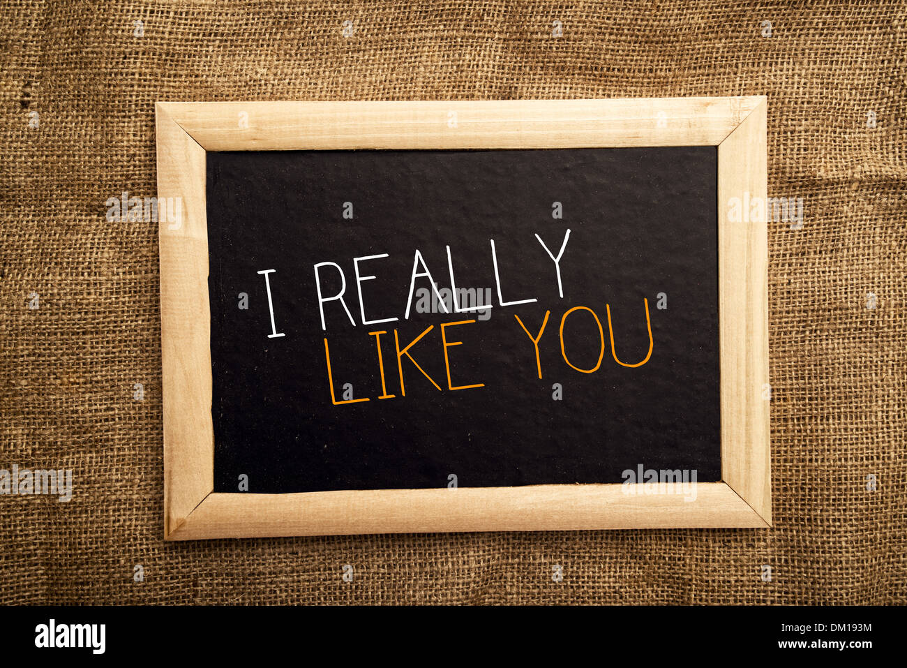 I really like you note on black message board Stock Photo