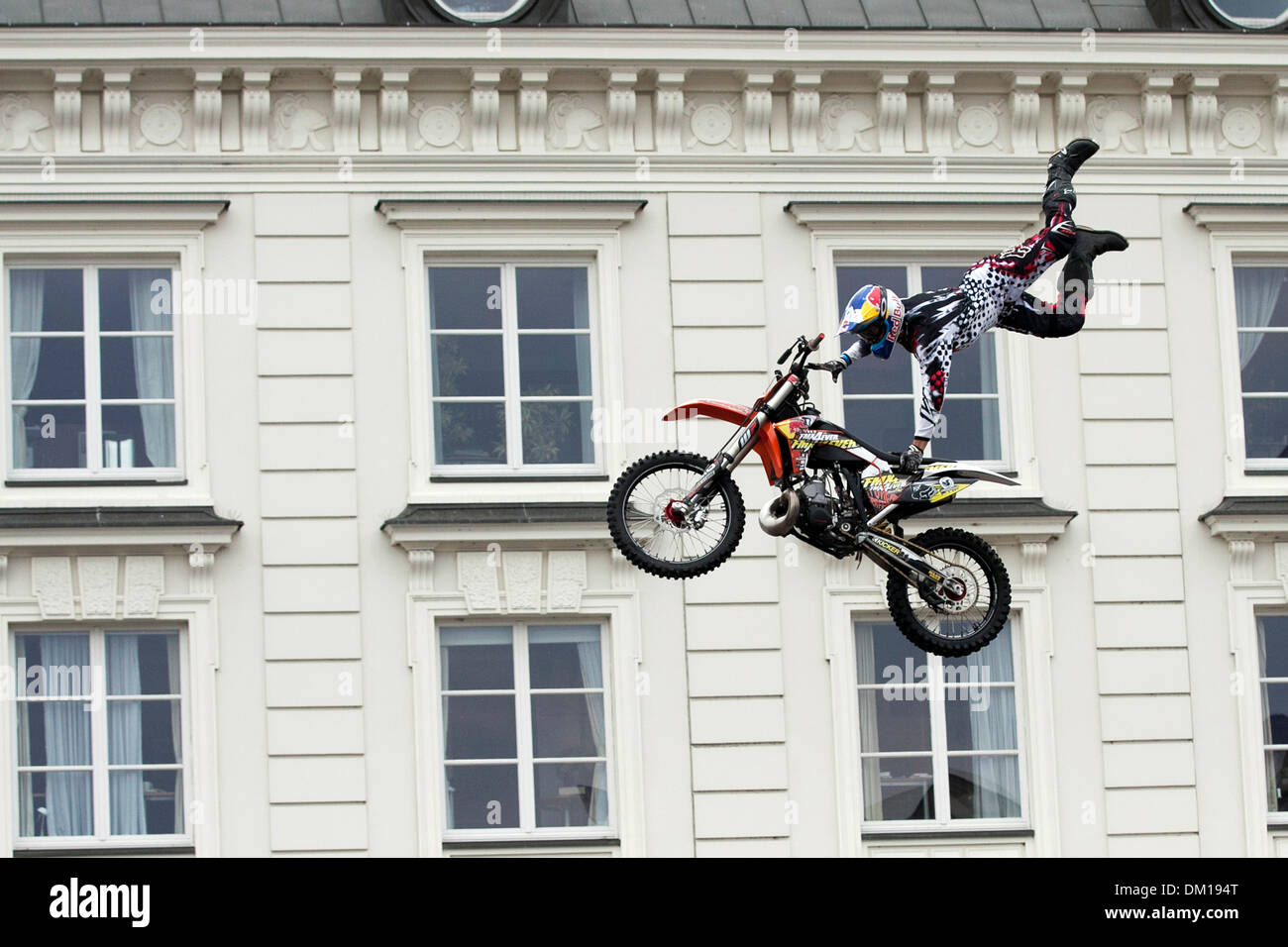 WARSAW, POLAND - June 18, 2011: Performance Red Bull X-Fighters Jams at Verva Street Racing on June 18, 2011 in Warsaw, Poland. Stock Photo