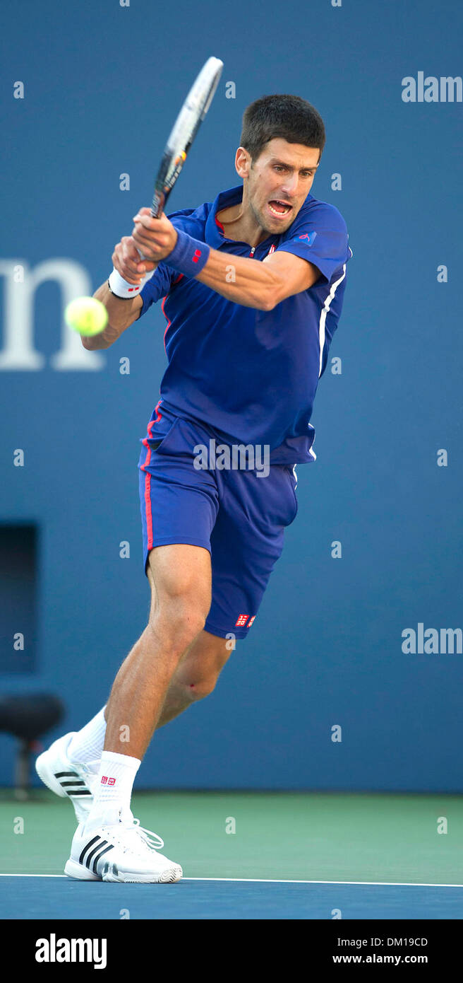 Novak Djokovic Men's singles final match on Day Fifteen of 2012 US Open at USTA Billie Jean King National Tennis Center New Stock Photo