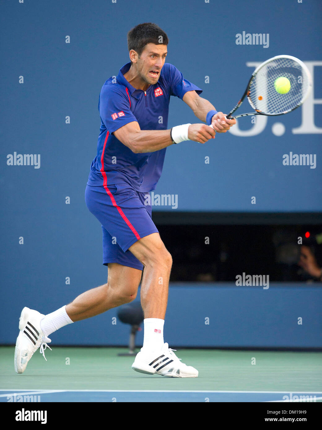 Novak Djokovic Men's singles final match on Day Fifteen of 2012 US Open at USTA Billie Jean King National Tennis Center New Stock Photo
